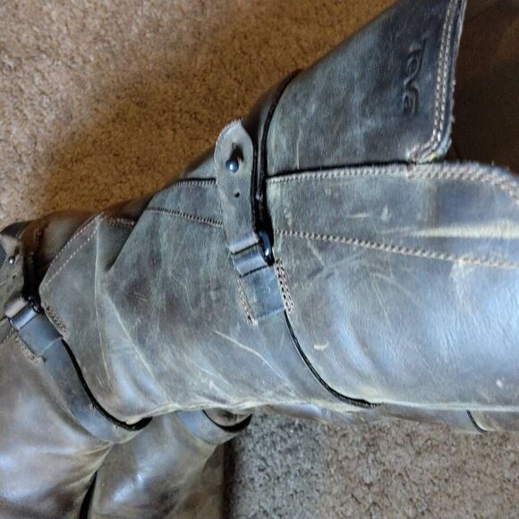 Teva De La Vina Boots Women's Size 9 Brown Waterproof Leather Buckle Tall Riding - Picture 5 of 16